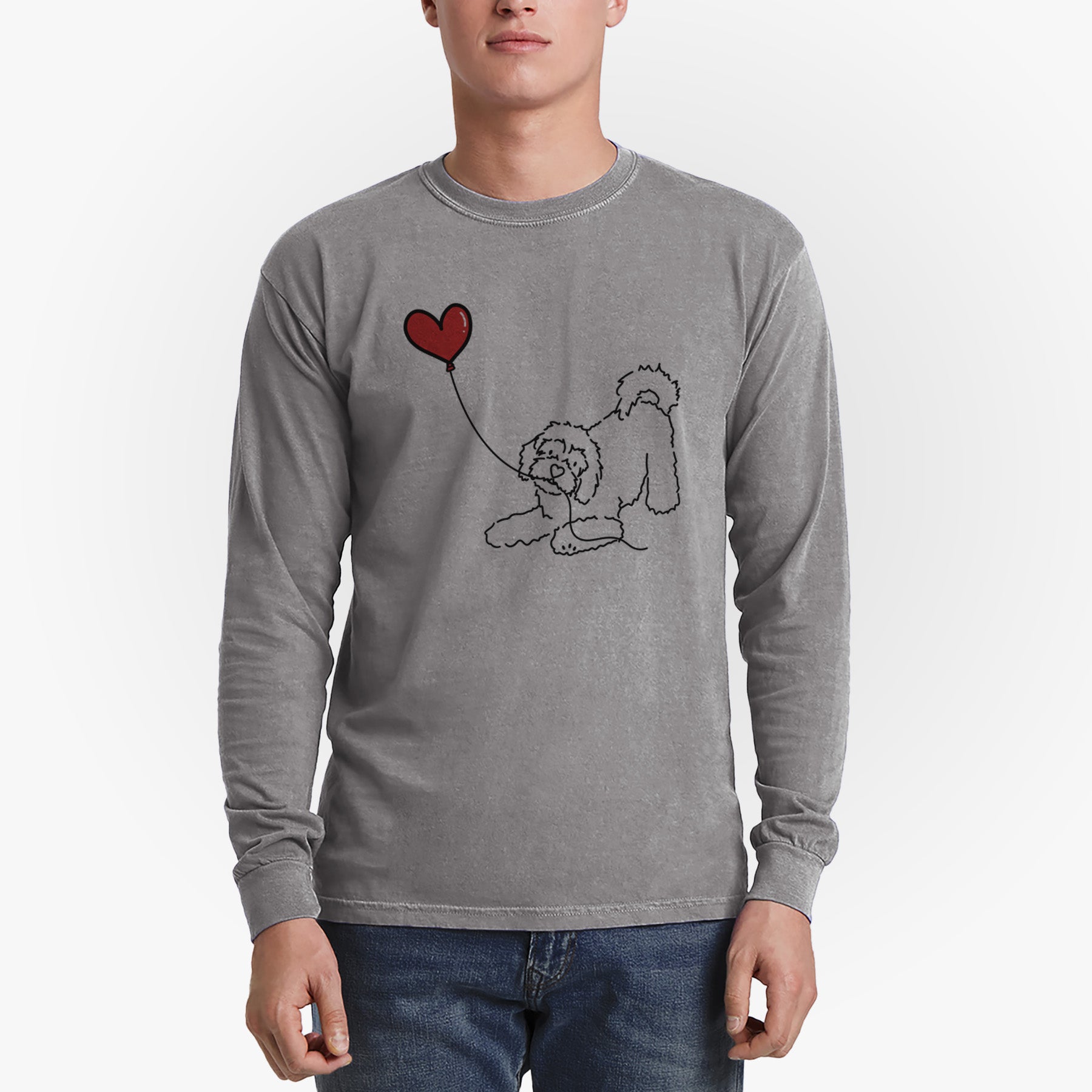 Cavachon Heart String - Men's Heavyweight 100% Cotton Long Sleeve