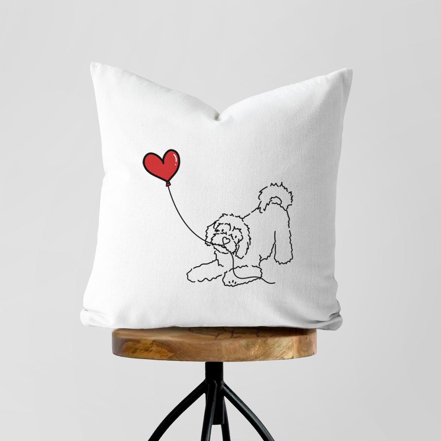 Cavachon Heart String - Throw Pillow Cover