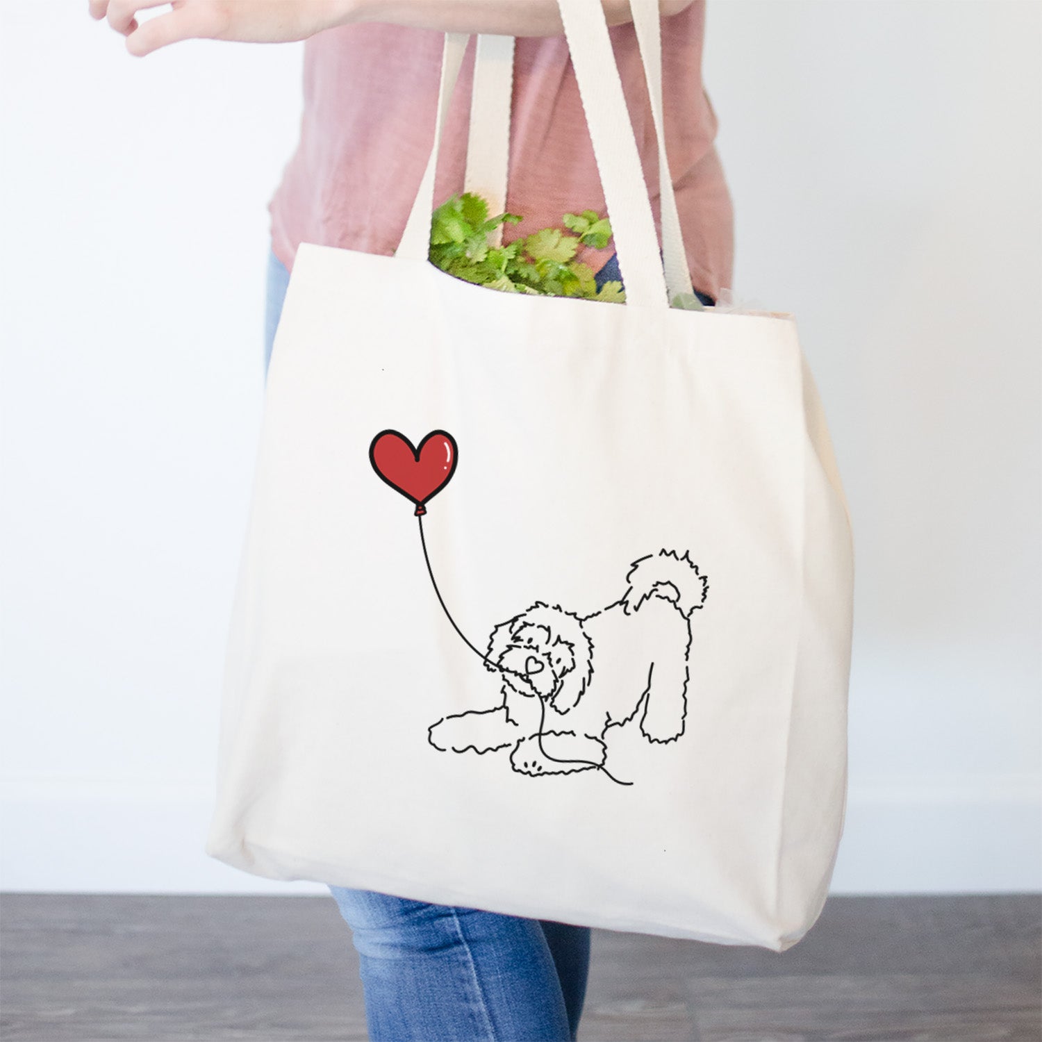 Cavachon Heart String- Tote Bag