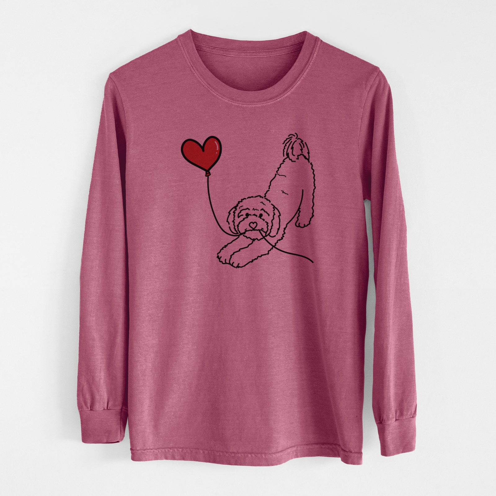 Cavapoo Heart String - Men's Heavyweight 100% Cotton Long Sleeve