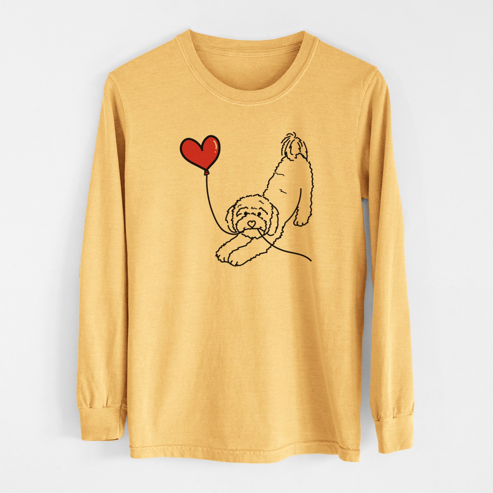 Cavapoo Heart String - Men's Heavyweight 100% Cotton Long Sleeve