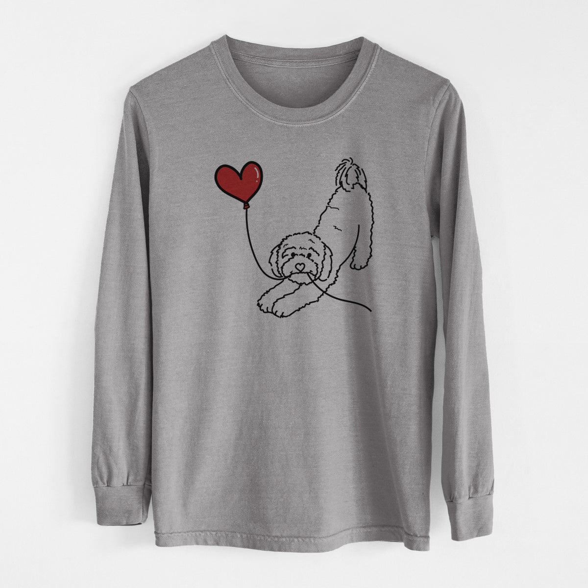 Cavapoo Heart String - Men's Heavyweight 100% Cotton Long Sleeve