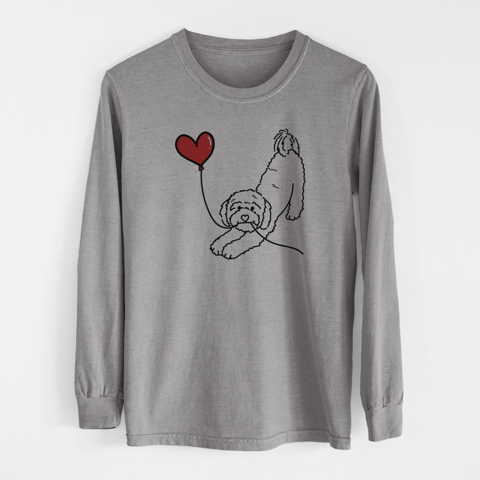 Cavapoo Heart String - Men's Heavyweight 100% Cotton Long Sleeve