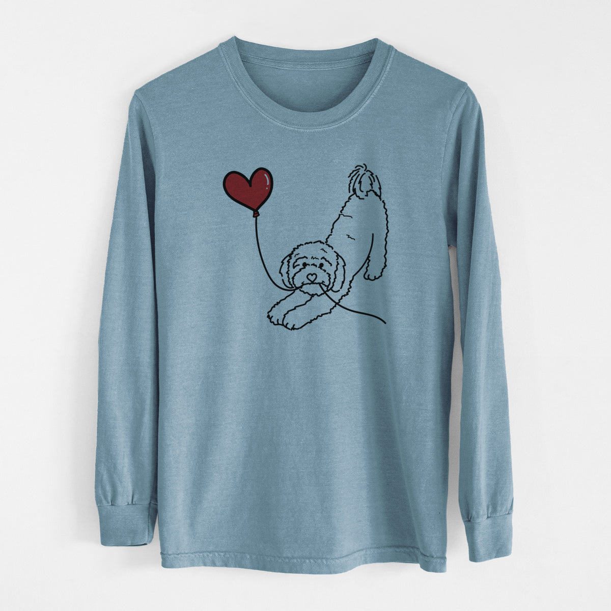 Cavapoo Heart String - Men's Heavyweight 100% Cotton Long Sleeve