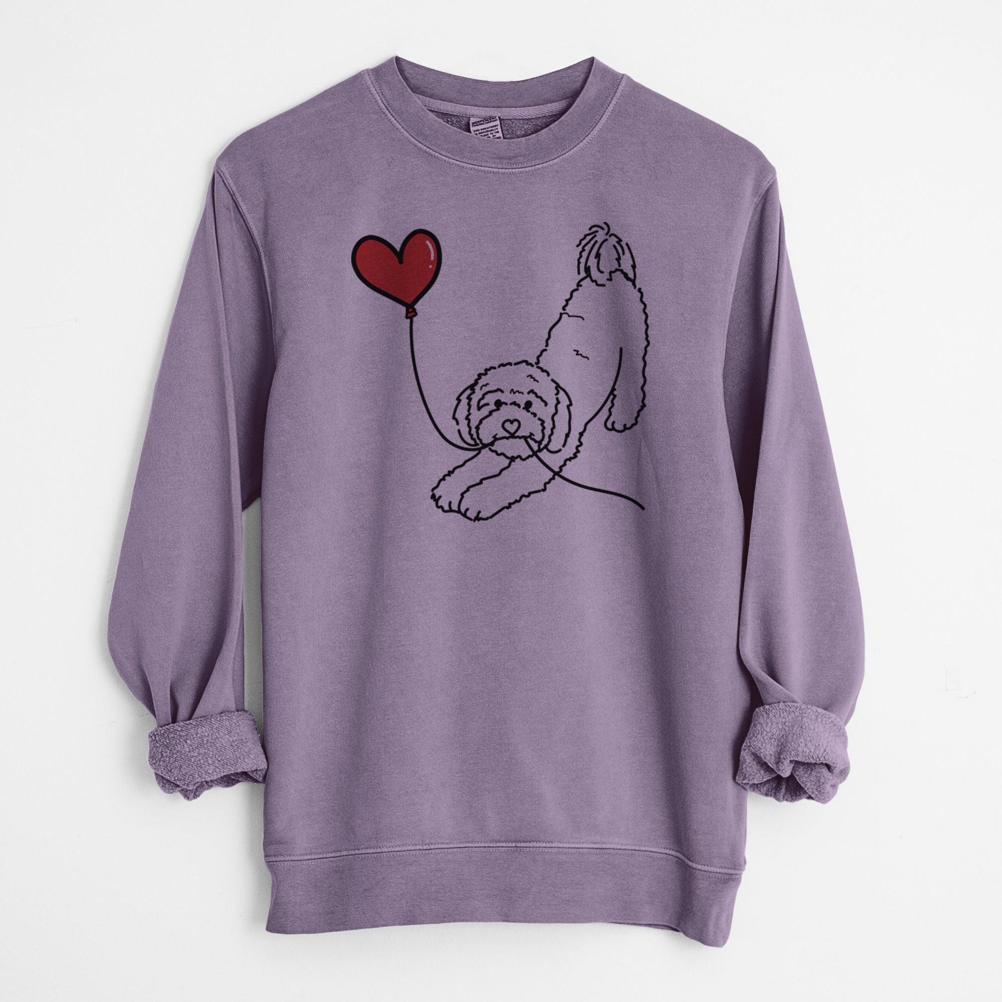 Cavapoo Heart String - Unisex Pigment Dyed Crew Sweatshirt