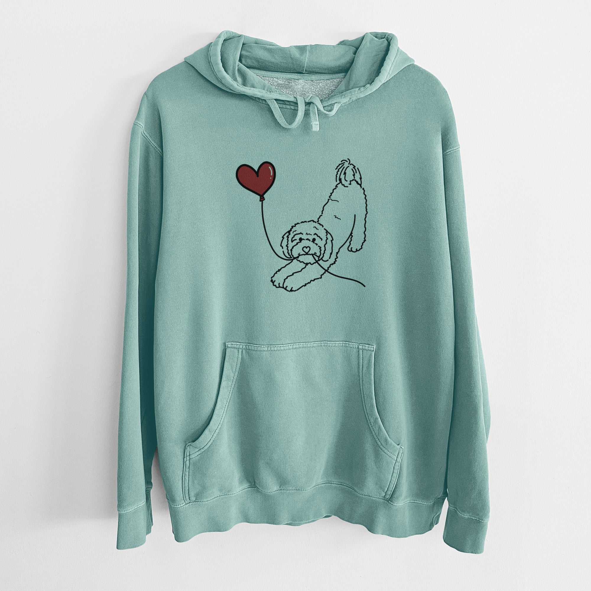 Cavapoo Heart String - Unisex Pigment Dyed Hoodie