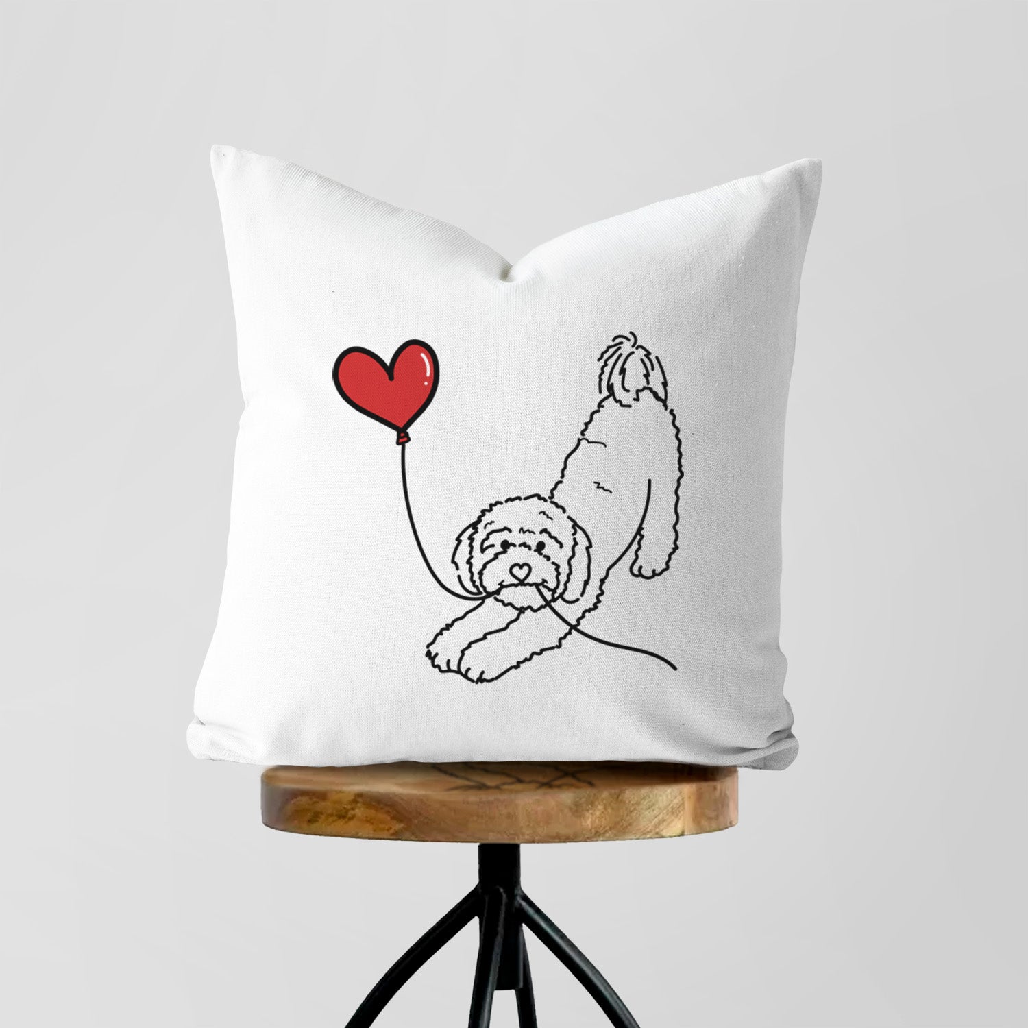 Cavapoo Heart String - Throw Pillow Cover