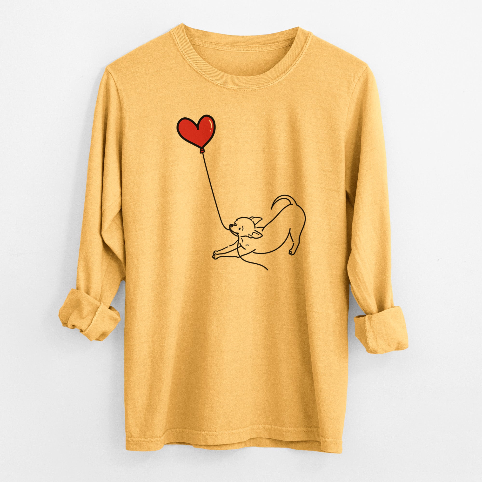 Chihuahua Heart String - Men's Heavyweight 100% Cotton Long Sleeve