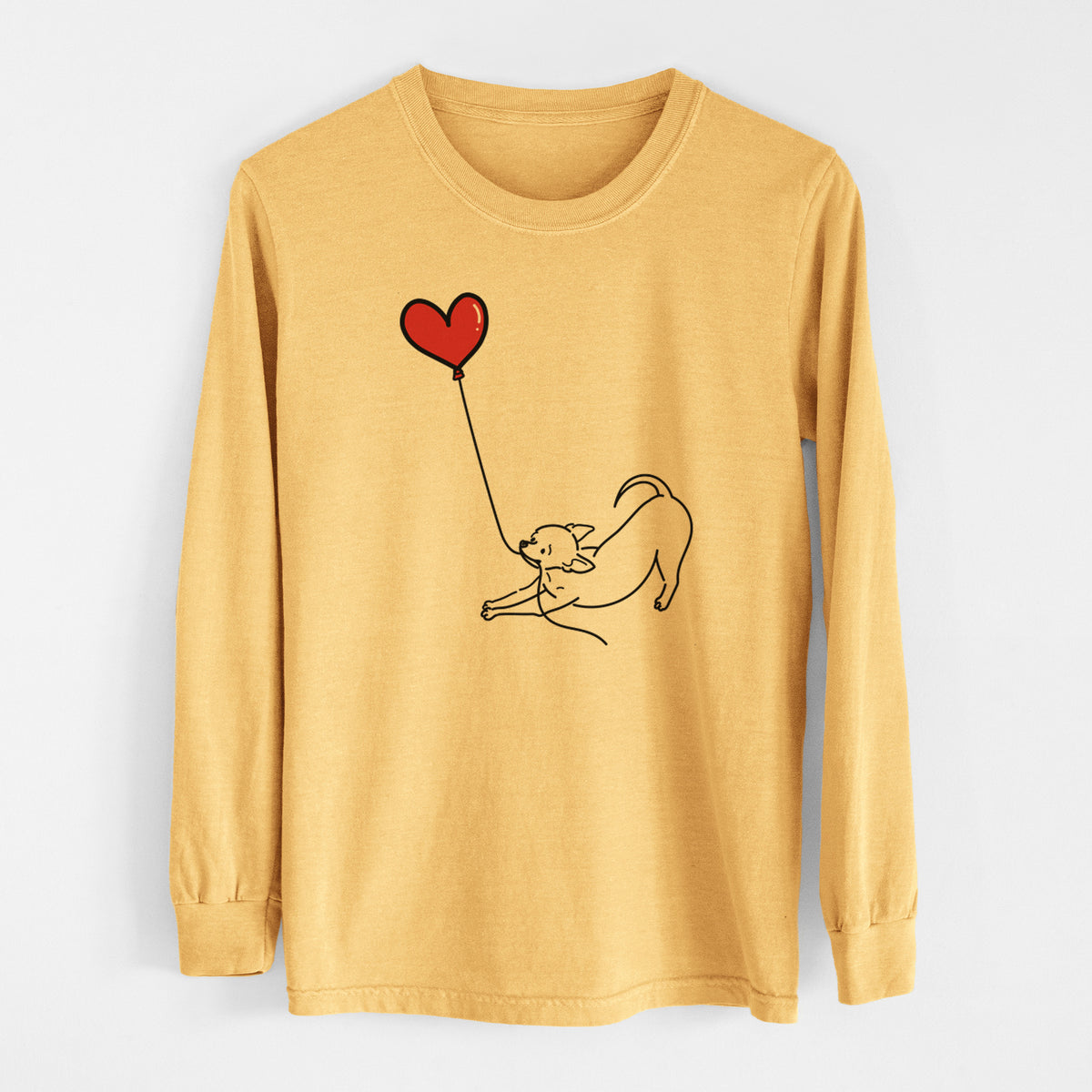 Chihuahua Heart String - Men&#39;s Heavyweight 100% Cotton Long Sleeve