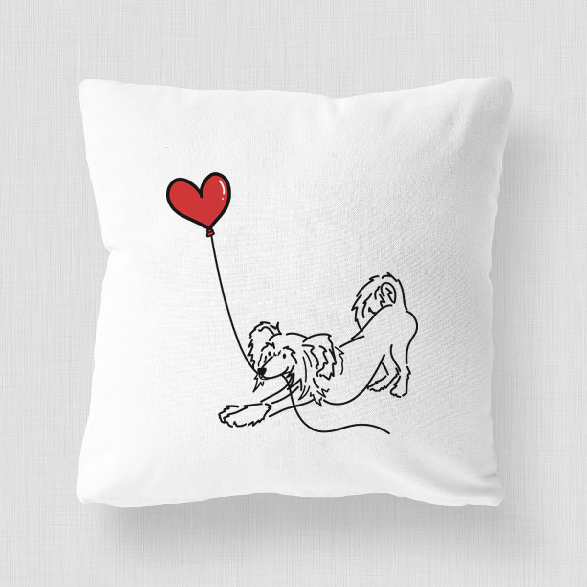 Chinese Crested Heart String - Throw Pillow Cover
