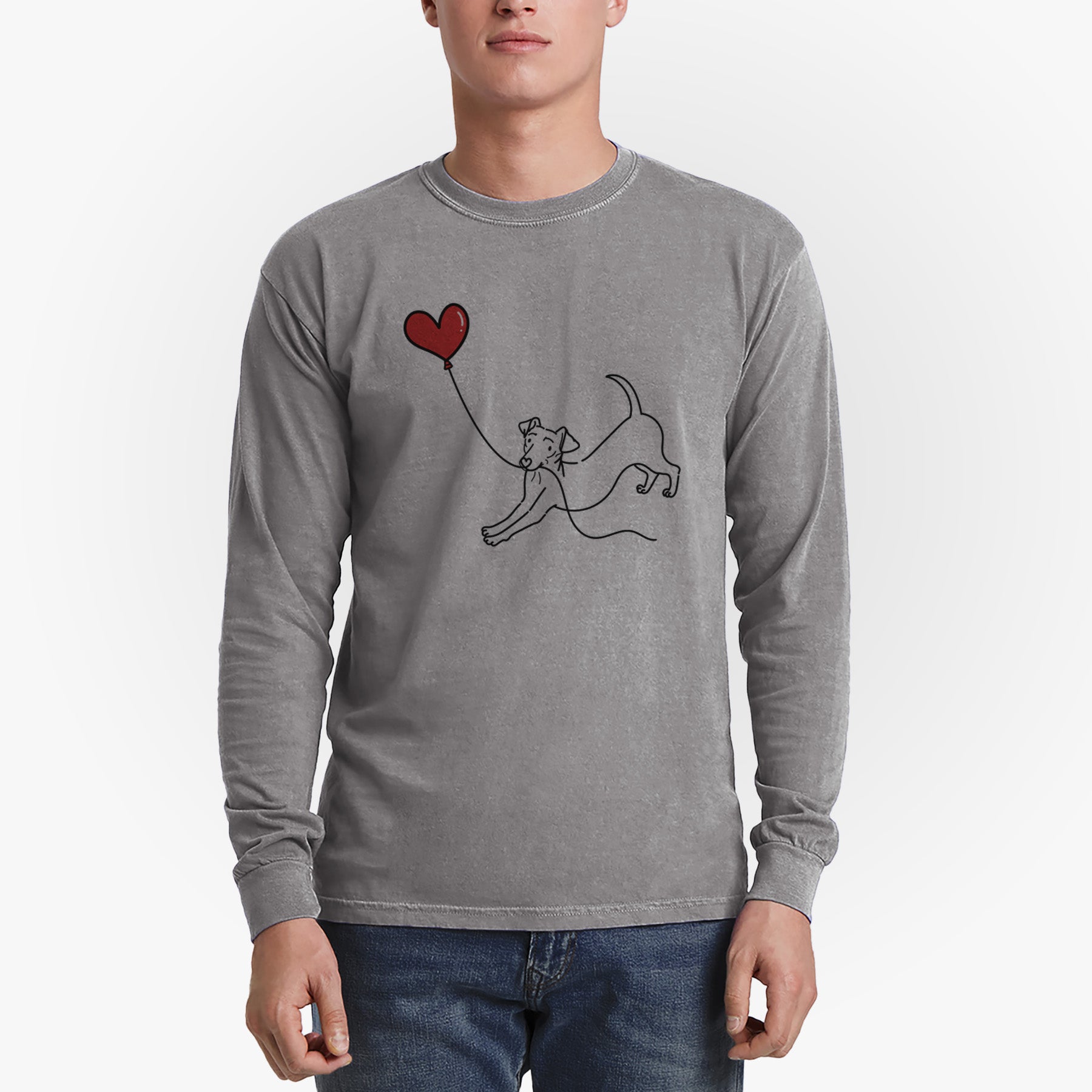 Chiweenie Heart String - Men's Heavyweight 100% Cotton Long Sleeve