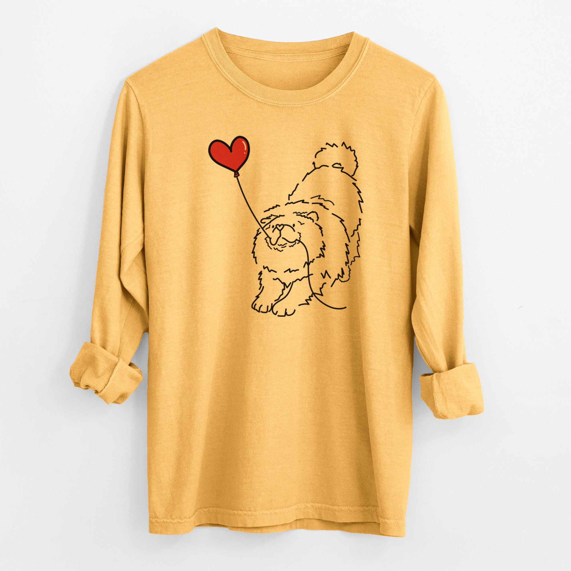 Chow Chow Heart String - Men's Heavyweight 100% Cotton Long Sleeve