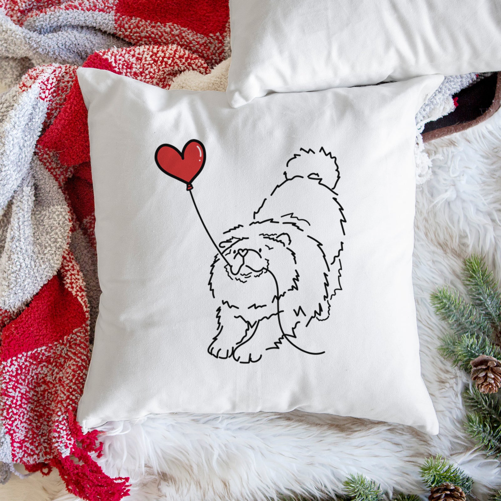 Chow Chow Heart String - Throw Pillow Cover