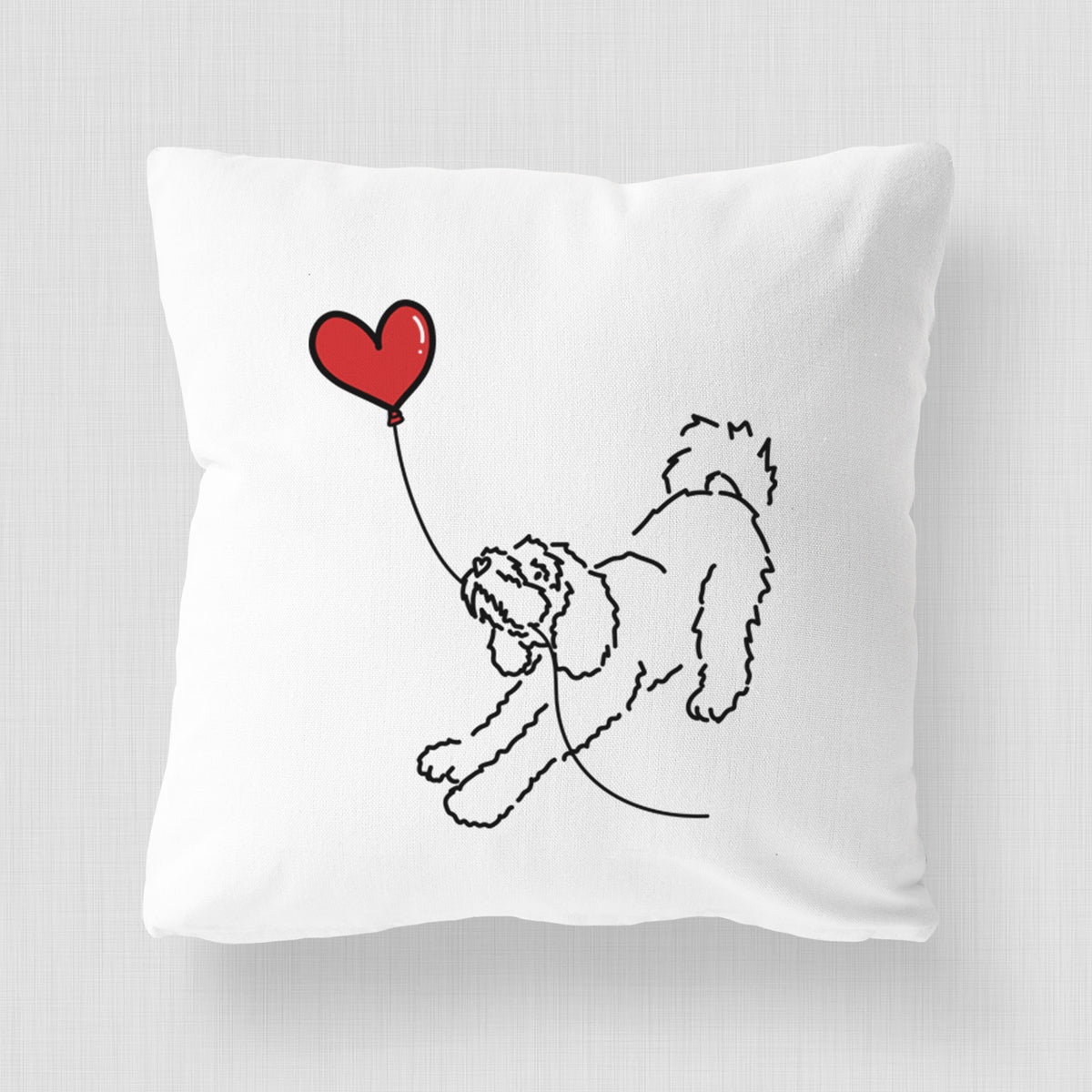 Cockapoo Heart String - Throw Pillow Cover