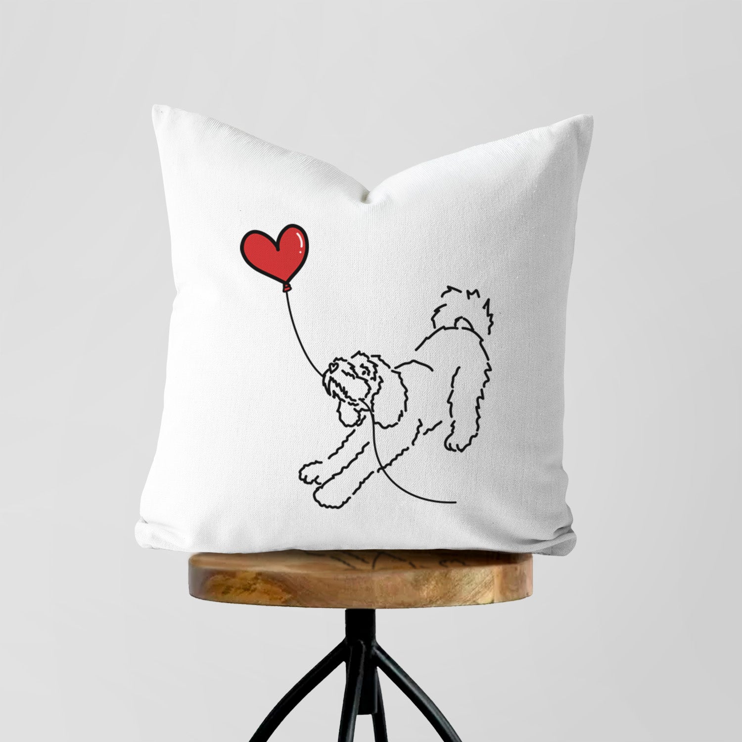 Cockapoo Heart String - Throw Pillow Cover