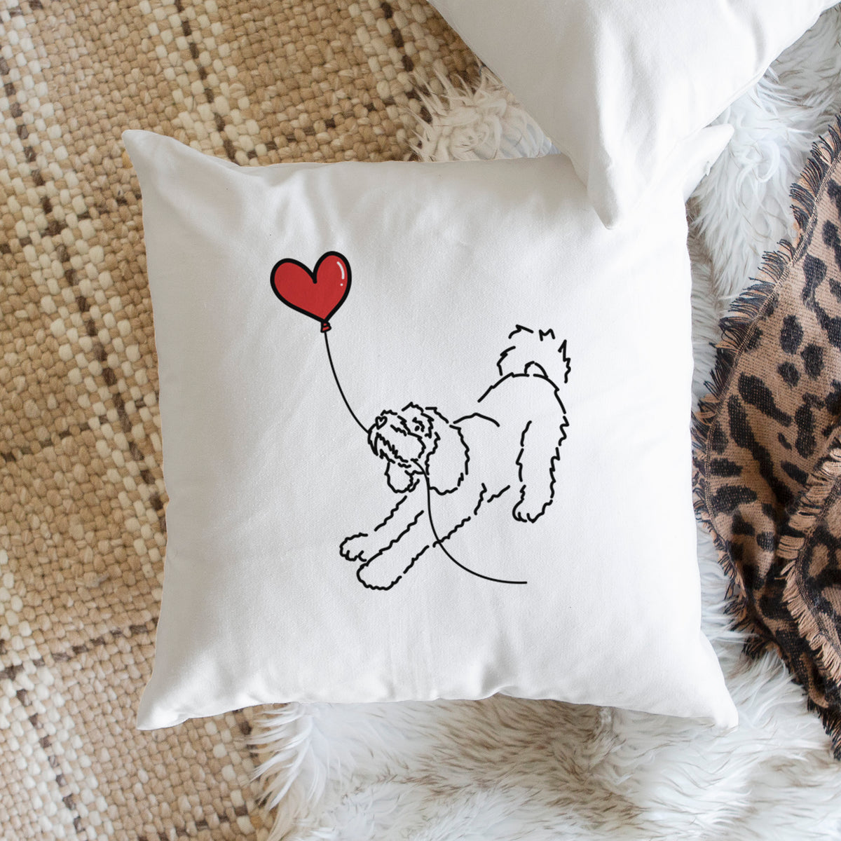 Cockapoo Heart String - Throw Pillow Cover