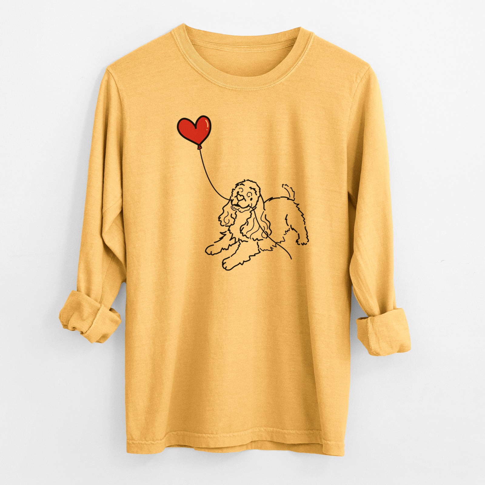 Cocker Spaniel Heart String - Men's Heavyweight 100% Cotton Long Sleeve