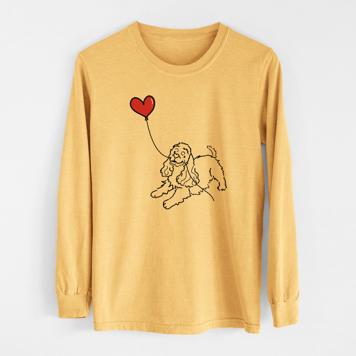 Cocker Spaniel Heart String - Men&#39;s Heavyweight 100% Cotton Long Sleeve