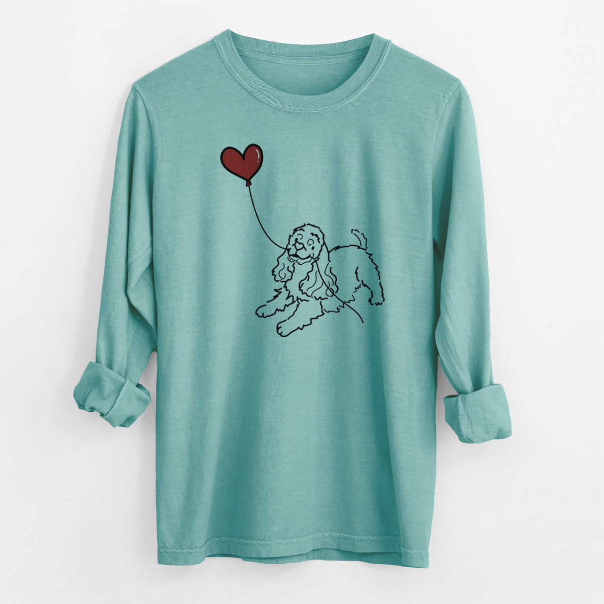 Cocker Spaniel Heart String - Men's Heavyweight 100% Cotton Long Sleeve