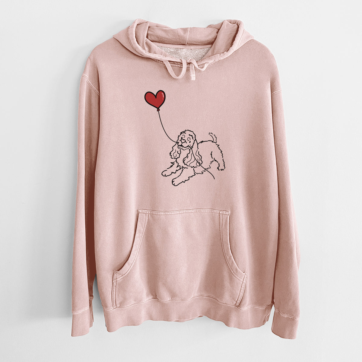 Cocker Spaniel Heart String - Unisex Pigment Dyed Hoodie