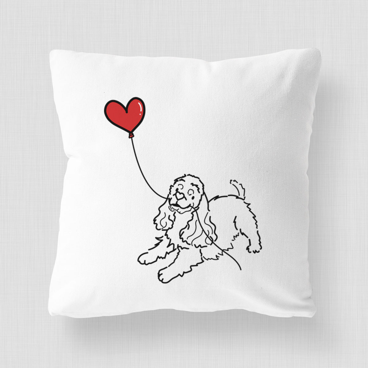 Cocker Spaniel Heart String - Throw Pillow Cover