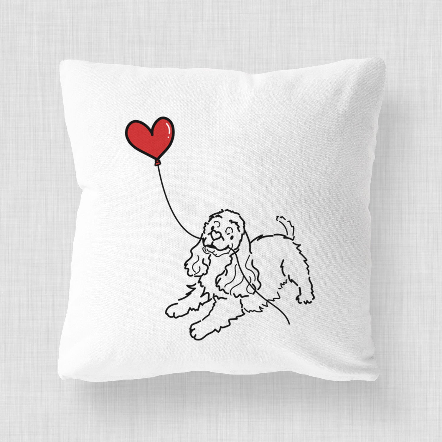 Cocker Spaniel Heart String - Throw Pillow Cover
