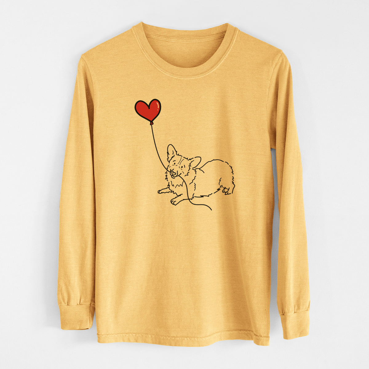 Corgi Heart String - Men&#39;s Heavyweight 100% Cotton Long Sleeve