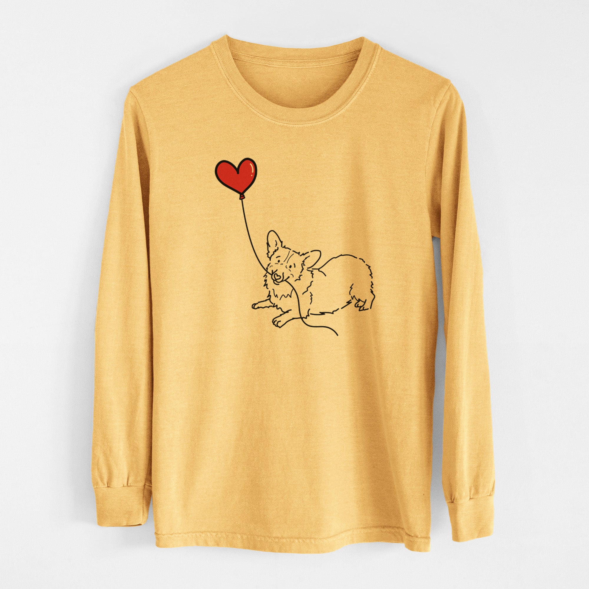 Corgi Heart String - Men's Heavyweight 100% Cotton Long Sleeve