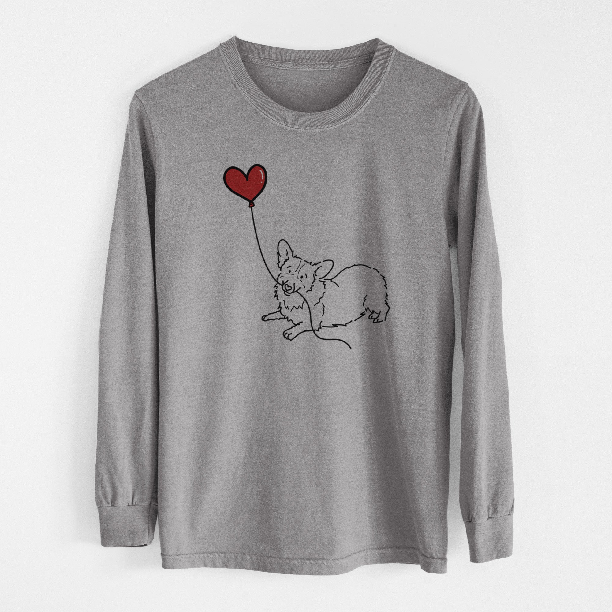 Corgi Heart String - Men's Heavyweight 100% Cotton Long Sleeve