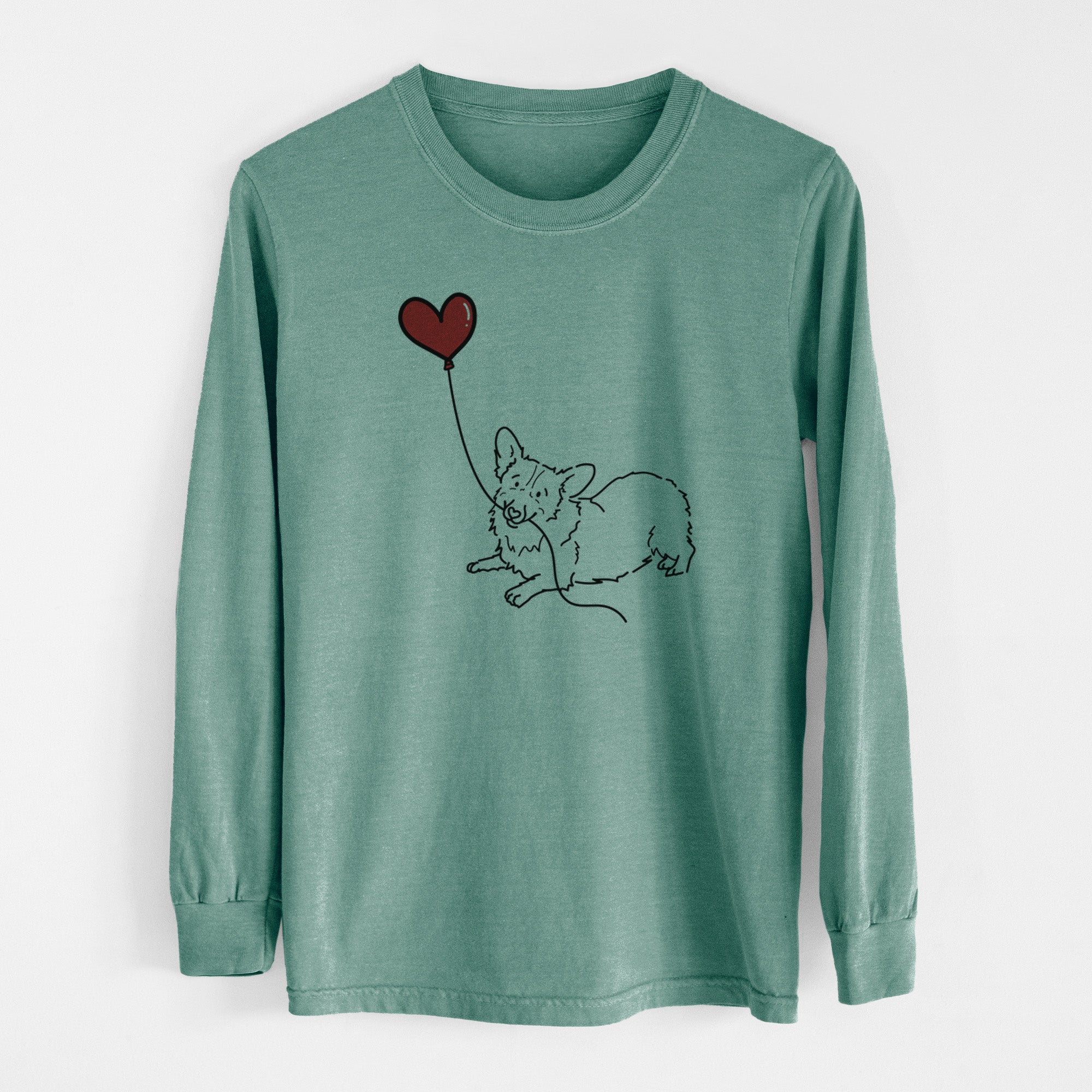 Corgi Heart String - Men's Heavyweight 100% Cotton Long Sleeve