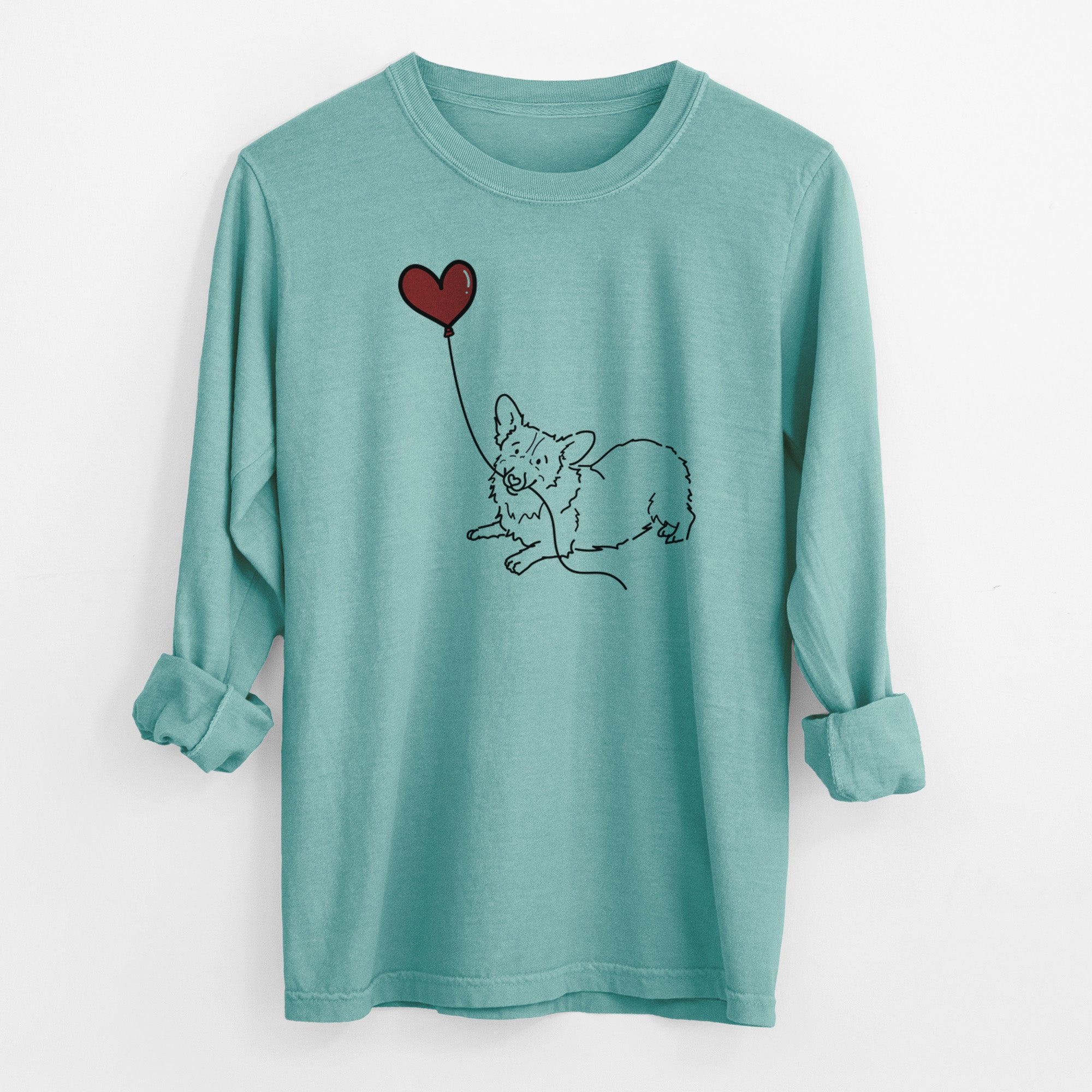 Corgi Heart String - Men's Heavyweight 100% Cotton Long Sleeve