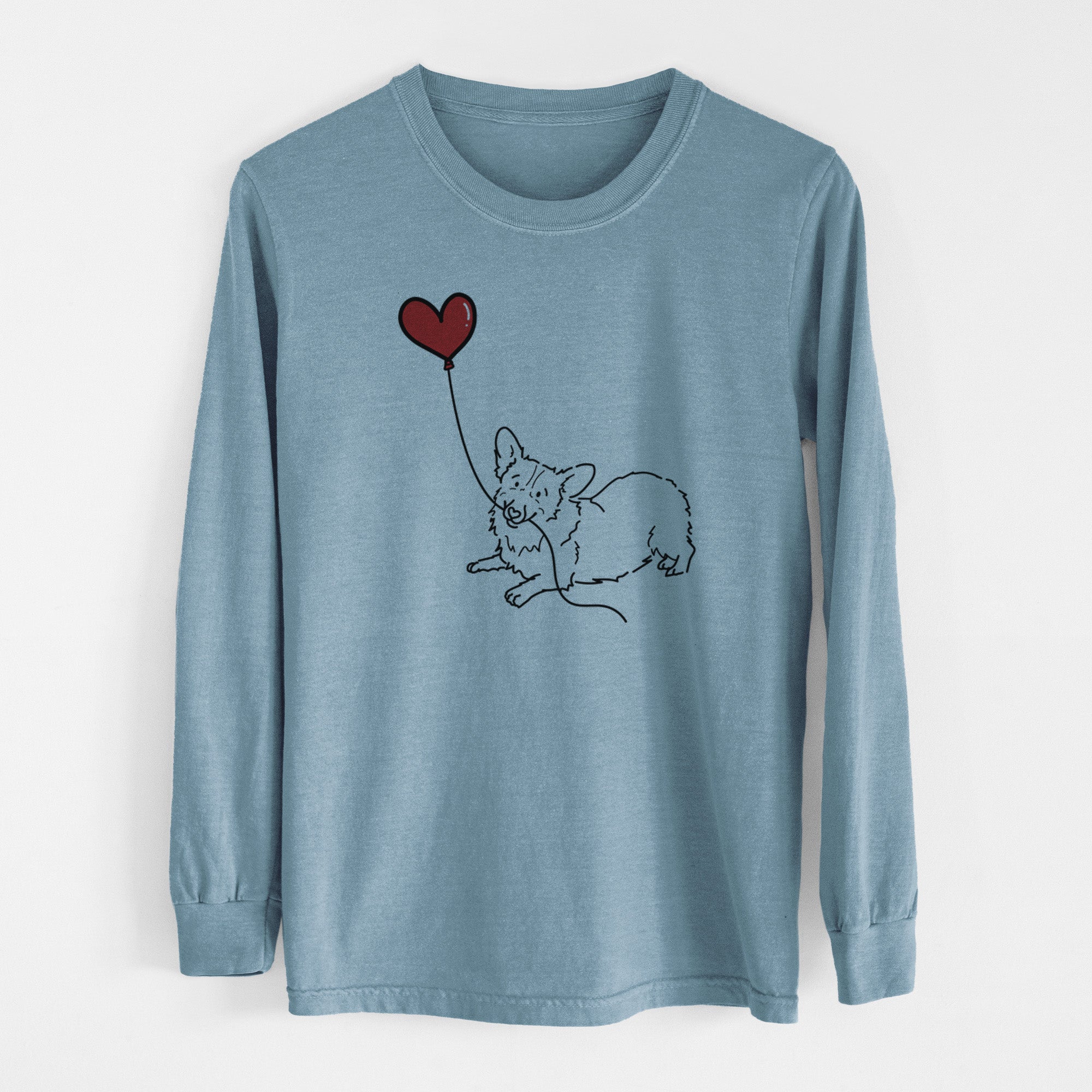 Corgi Heart String - Men's Heavyweight 100% Cotton Long Sleeve