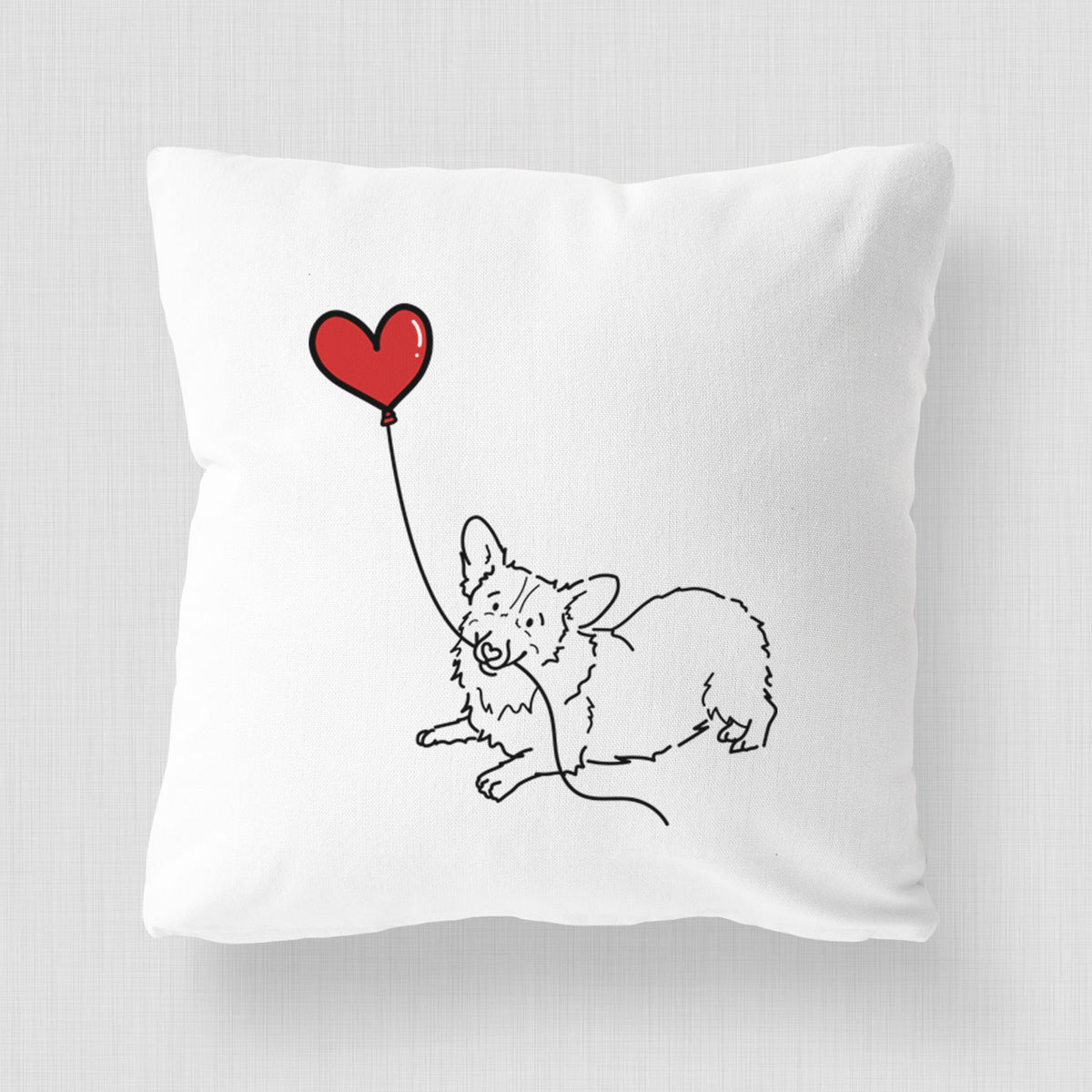 Corgi Heart String - Throw Pillow Cover