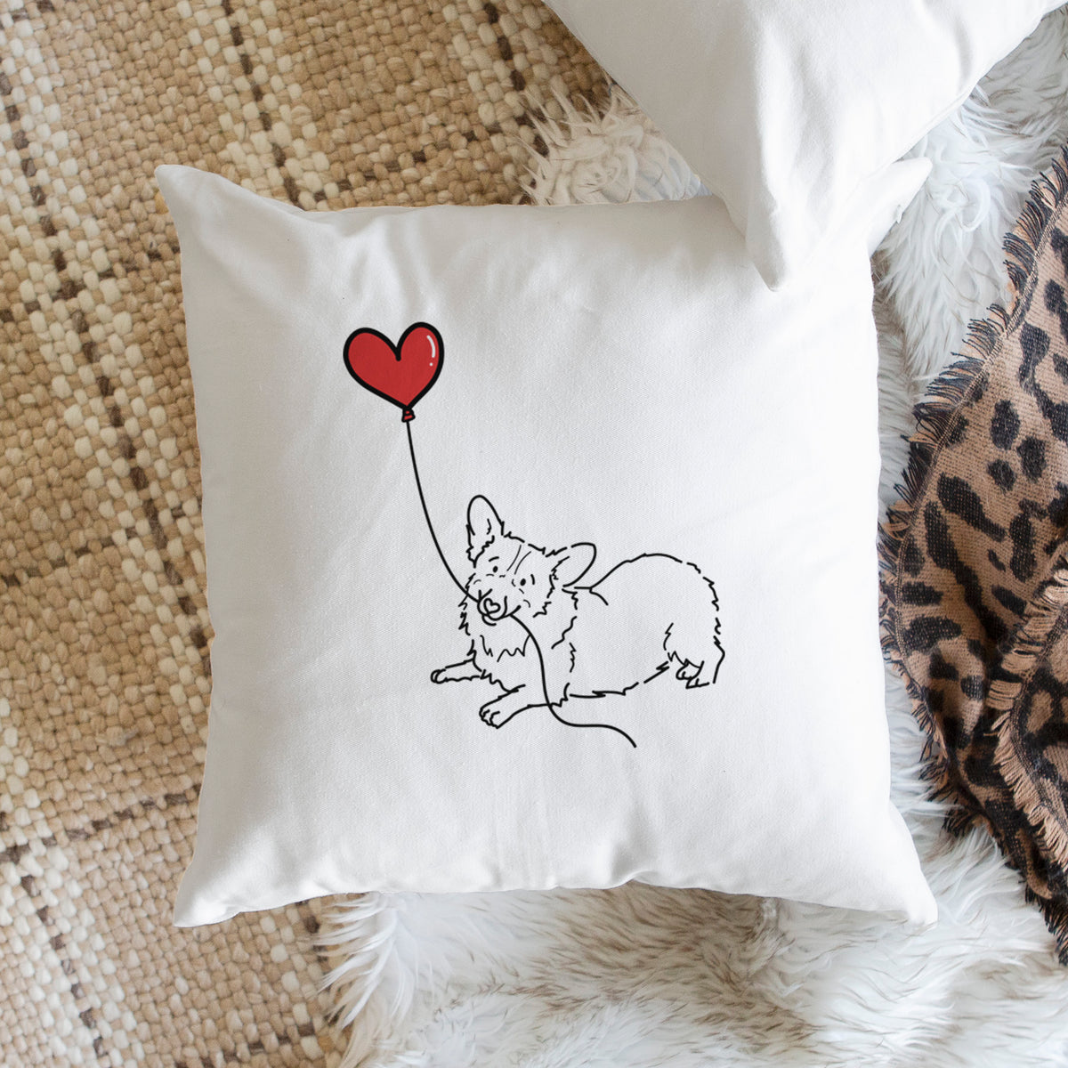 Corgi Heart String - Throw Pillow Cover