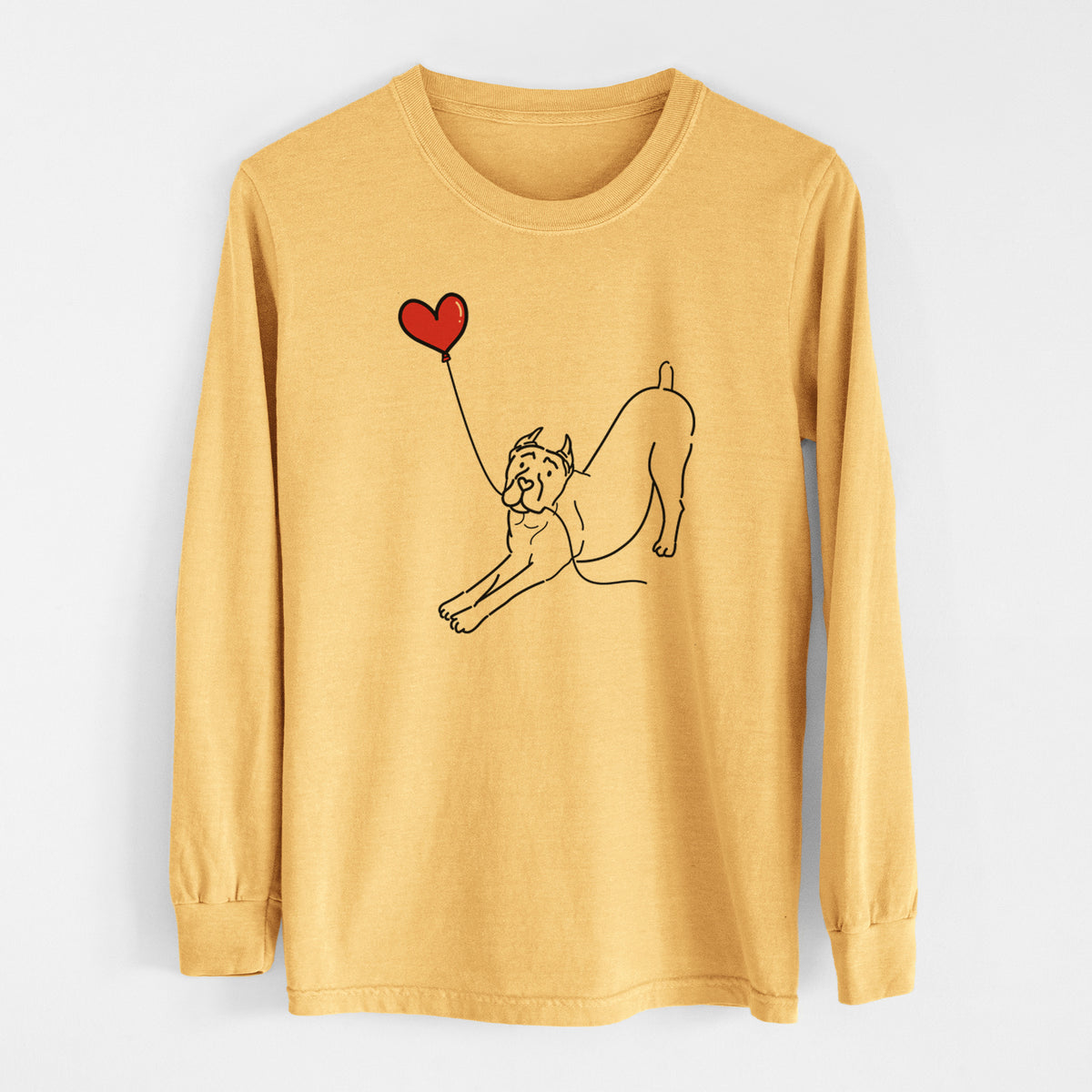 Cropped Cane Corso Heart String - Men&#39;s Heavyweight 100% Cotton Long Sleeve