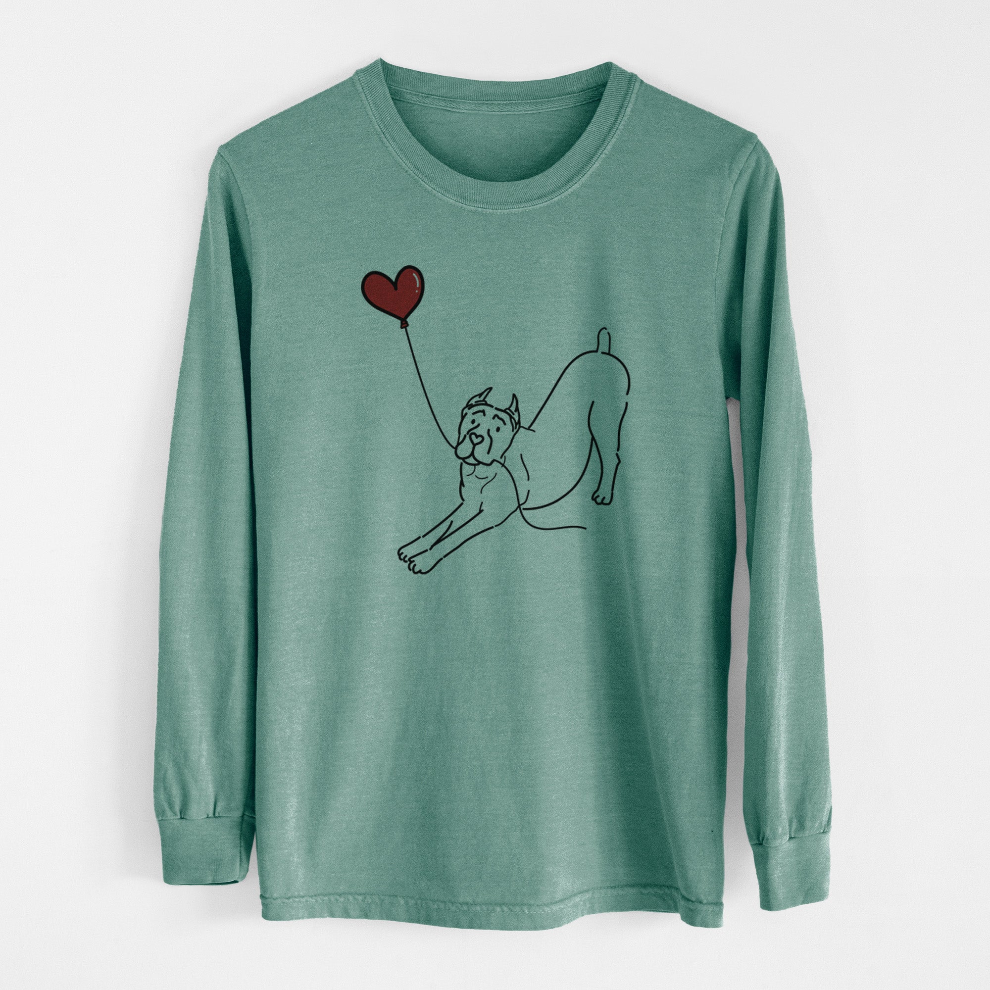 Cropped Cane Corso Heart String - Men's Heavyweight 100% Cotton Long Sleeve