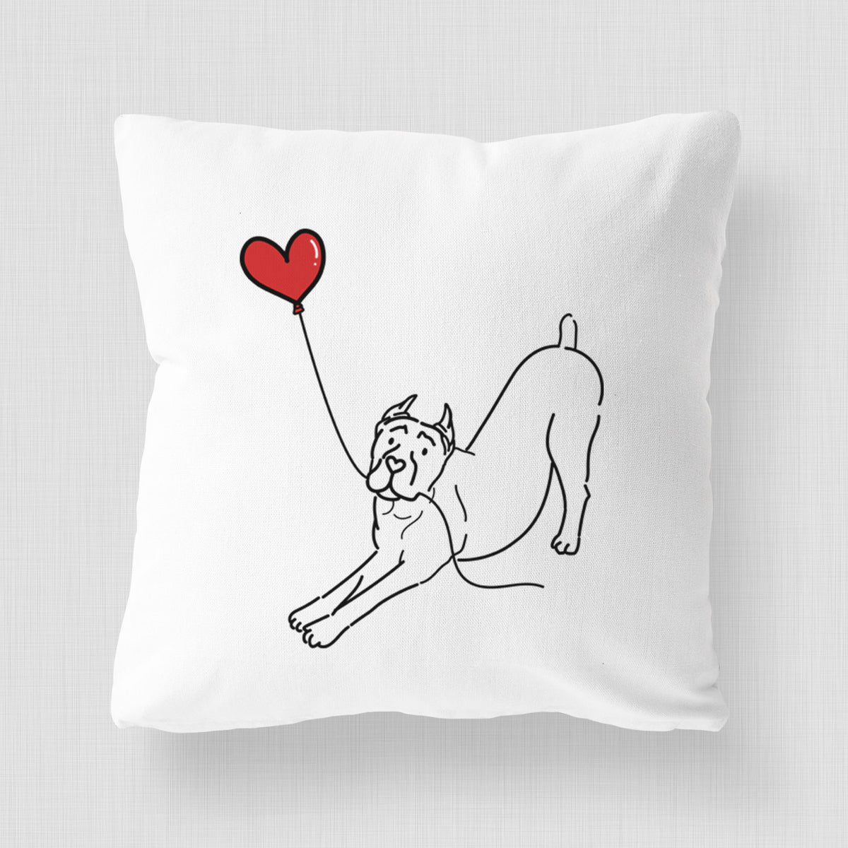 Cropped Cane Corso Heart String - Throw Pillow Cover