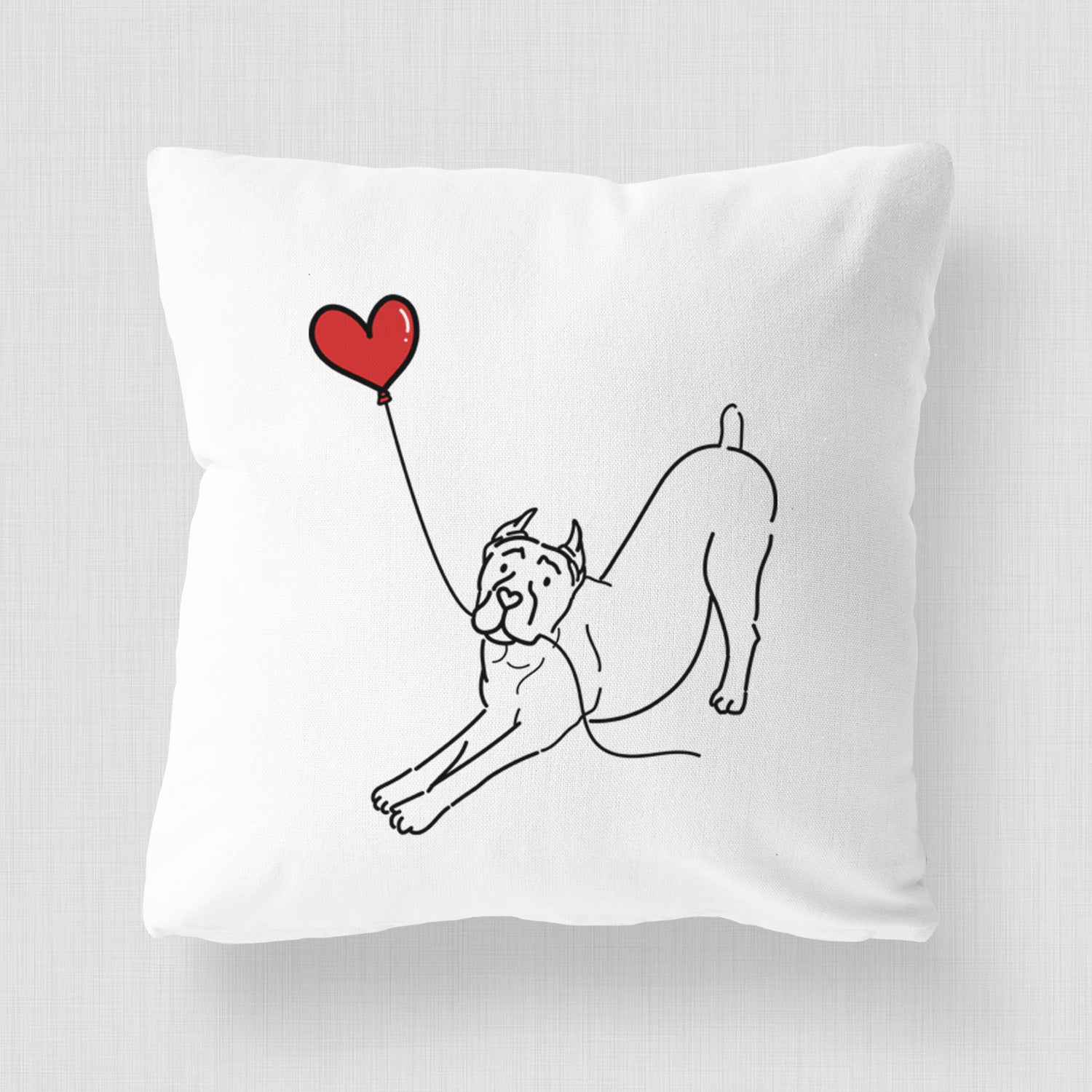 Cropped Cane Corso Heart String - Throw Pillow Cover