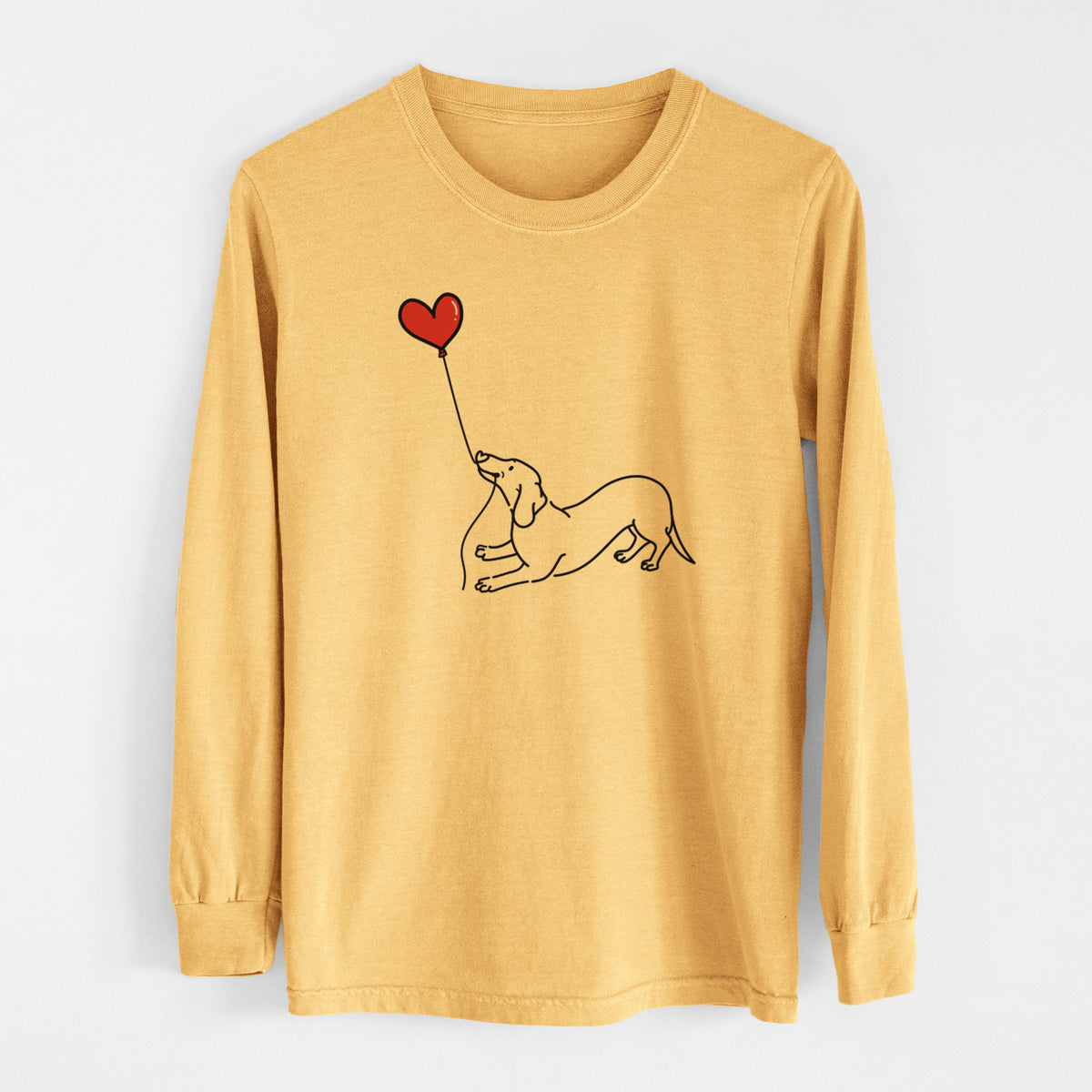 Dachshund Heart String - Men&#39;s Heavyweight 100% Cotton Long Sleeve