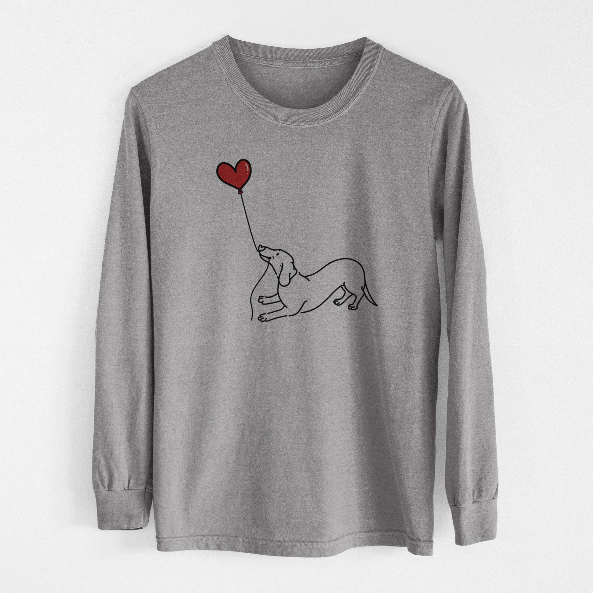 Dachshund Heart String - Men's Heavyweight 100% Cotton Long Sleeve