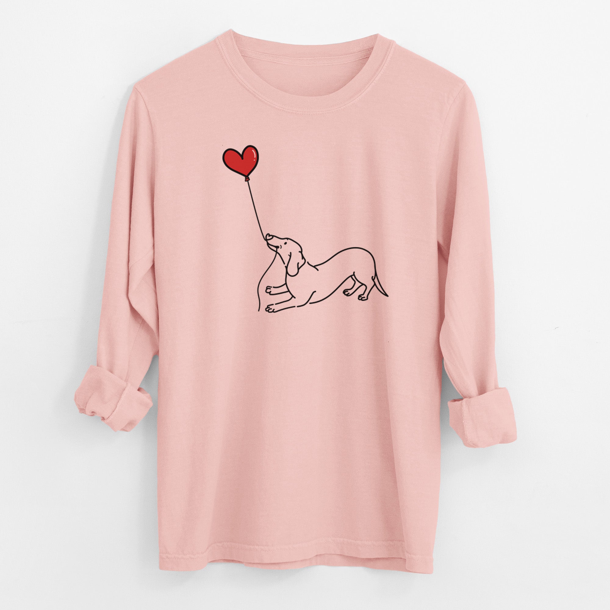 Dachshund Heart String - Men's Heavyweight 100% Cotton Long Sleeve