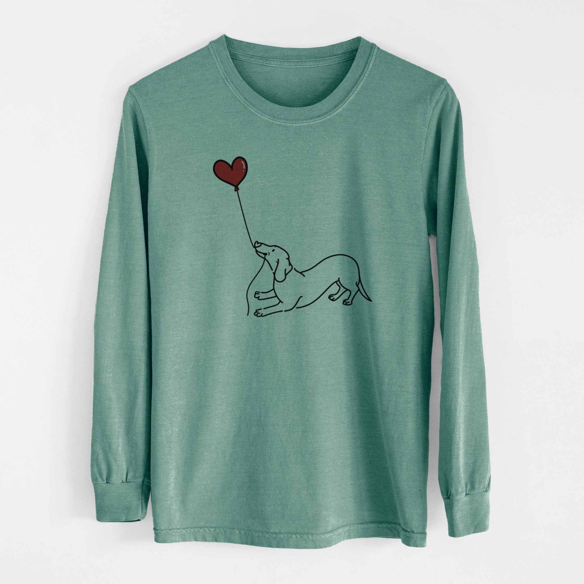 Dachshund Heart String - Men's Heavyweight 100% Cotton Long Sleeve