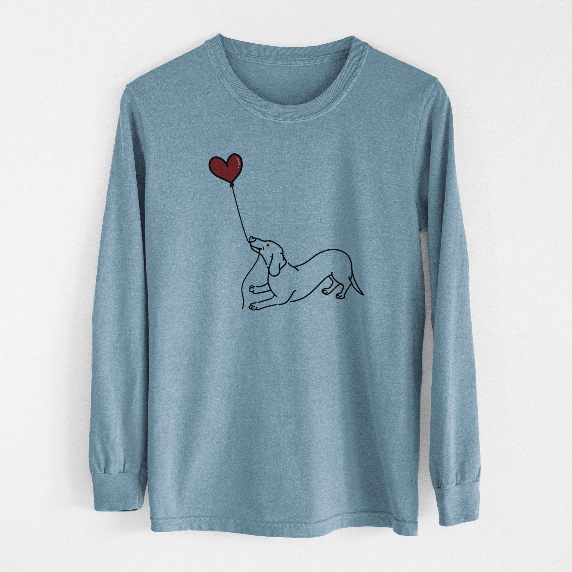 Dachshund Heart String - Men's Heavyweight 100% Cotton Long Sleeve