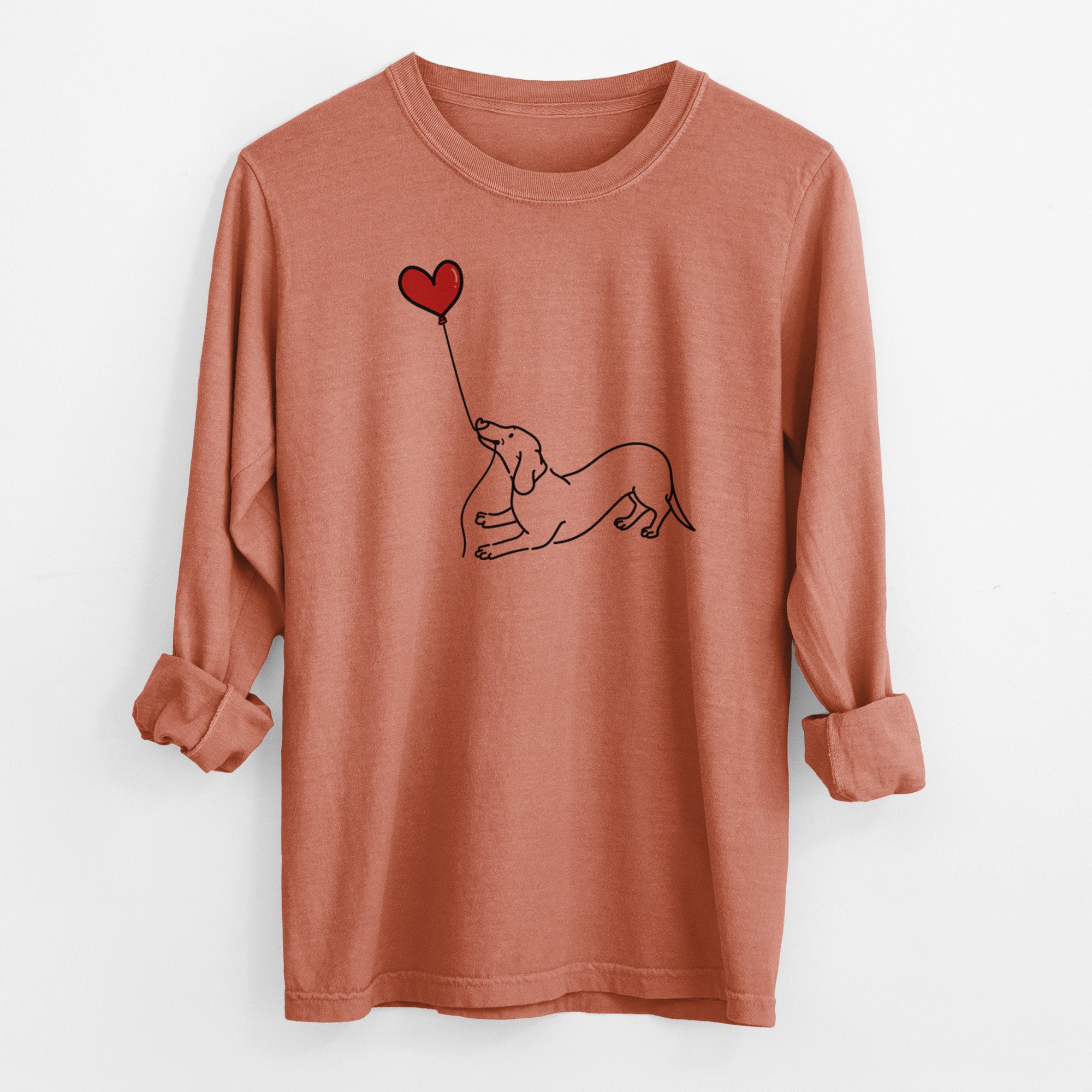 Dachshund Heart String - Men's Heavyweight 100% Cotton Long Sleeve