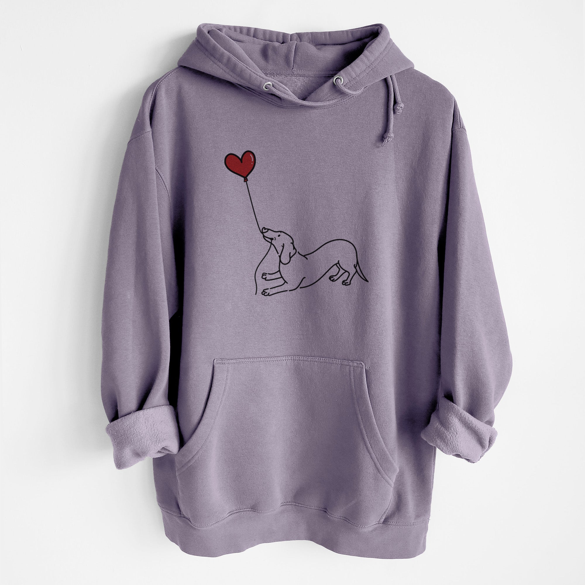 Dachshund Heart String - Heavyweight Fleece Hoodie
