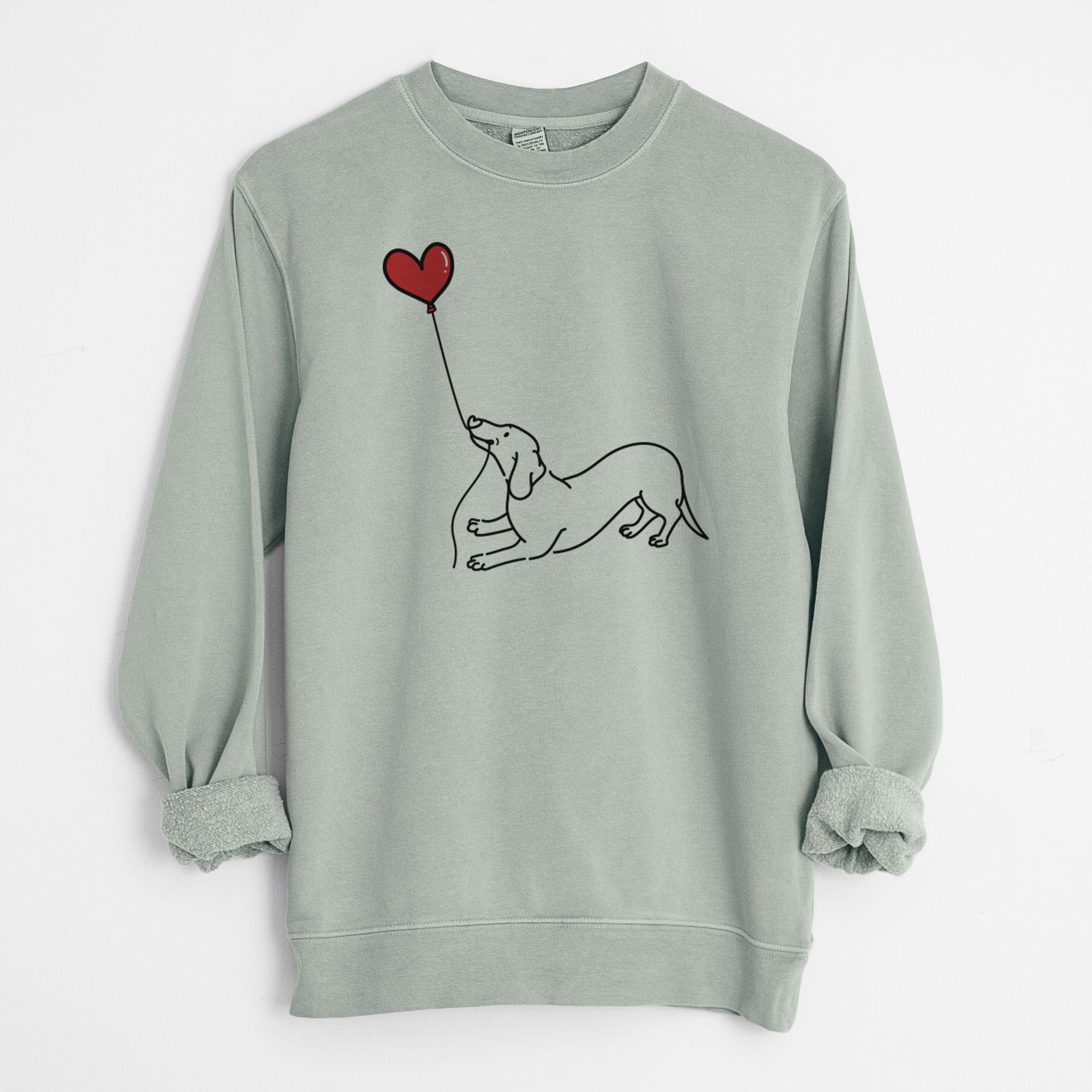 Dachshund Heart String - Unisex Pigment Dyed Crew Sweatshirt