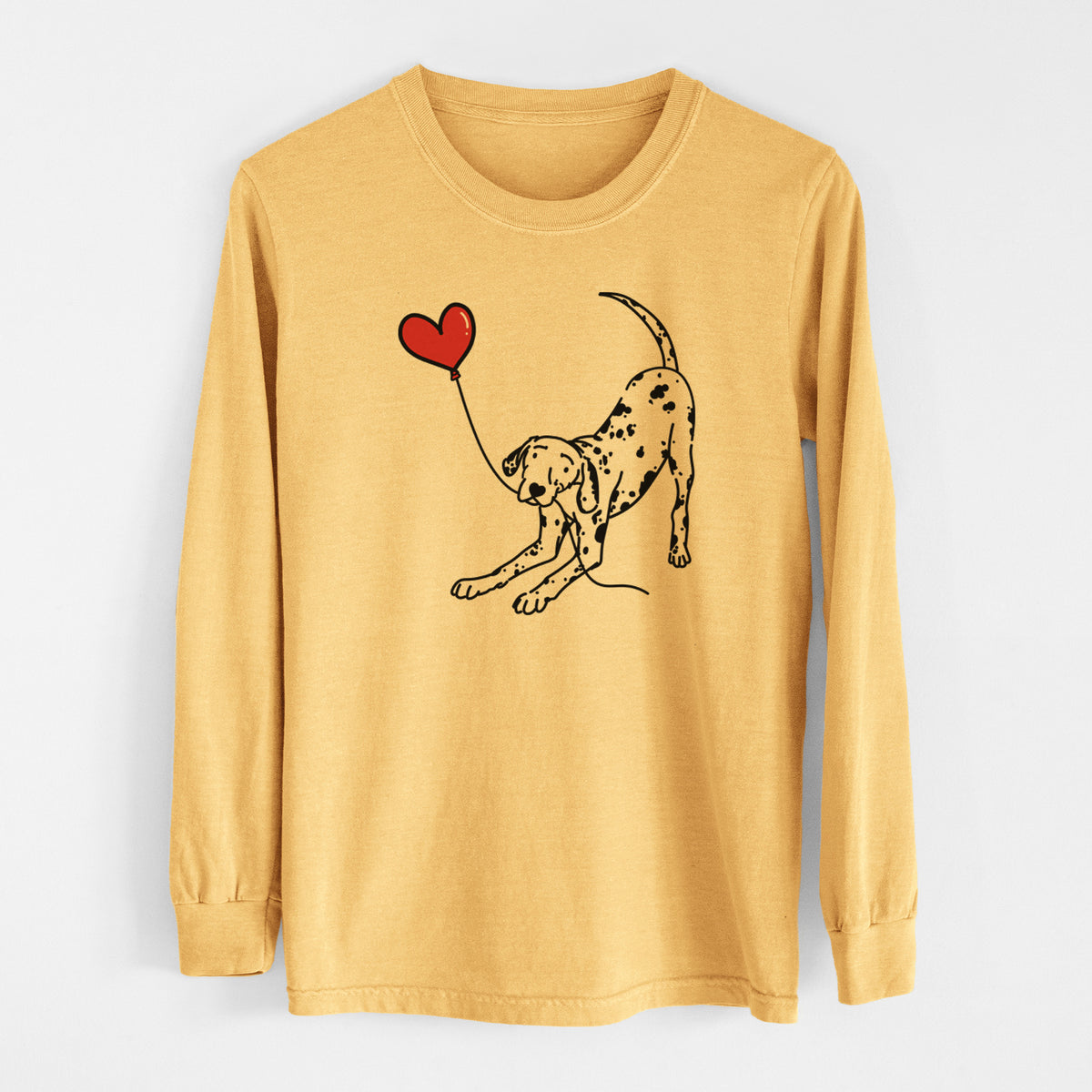 Dalmatian Heart String - Men&#39;s Heavyweight 100% Cotton Long Sleeve