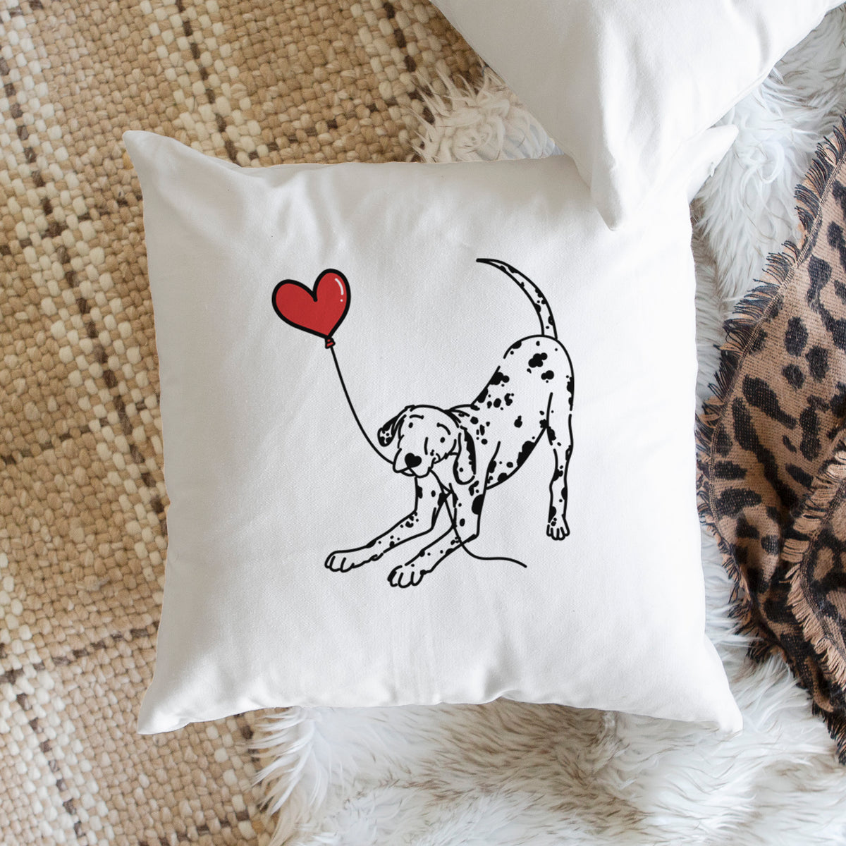 Dalmatian Heart String - Throw Pillow Cover