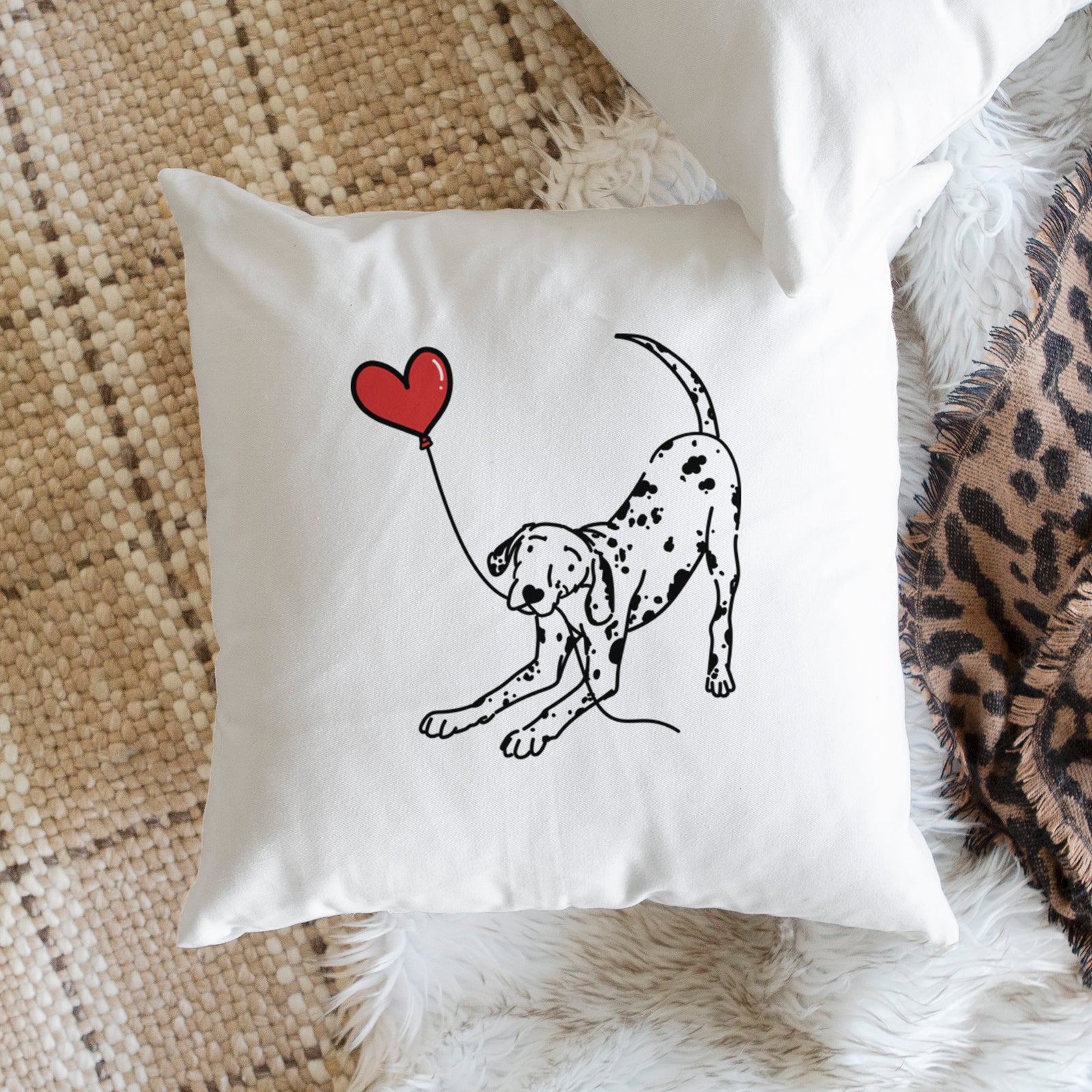 Dalmatian Heart String - Throw Pillow Cover