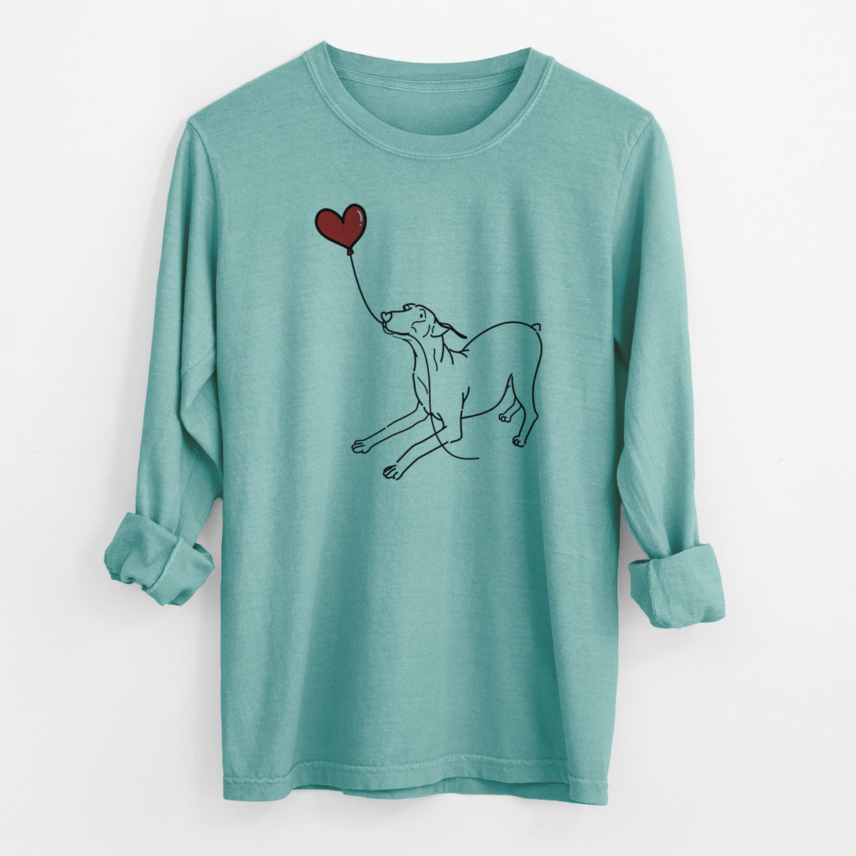 Doberman Pinscher Docked Heart String - Men's Heavyweight 100% Cotton Long Sleeve
